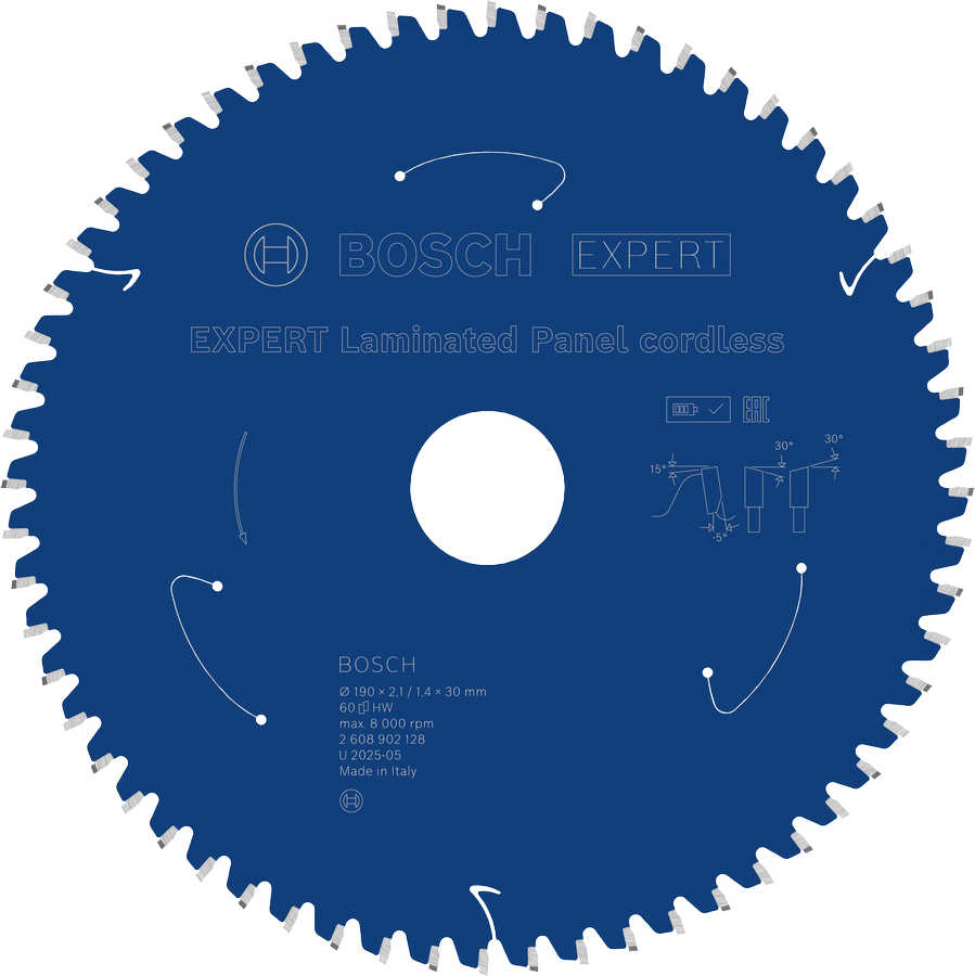 Bosch EXPERT lamineeritud paneelide akuga saeleht, T60.